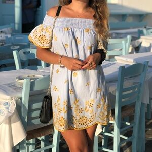 ZARA Off the Shoulder Embroidered Summer Dress